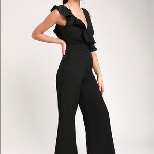 Lulu’s Sure to Be Seen Black Ruffled Jumpsuit